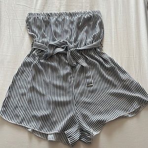 Blue striped romper